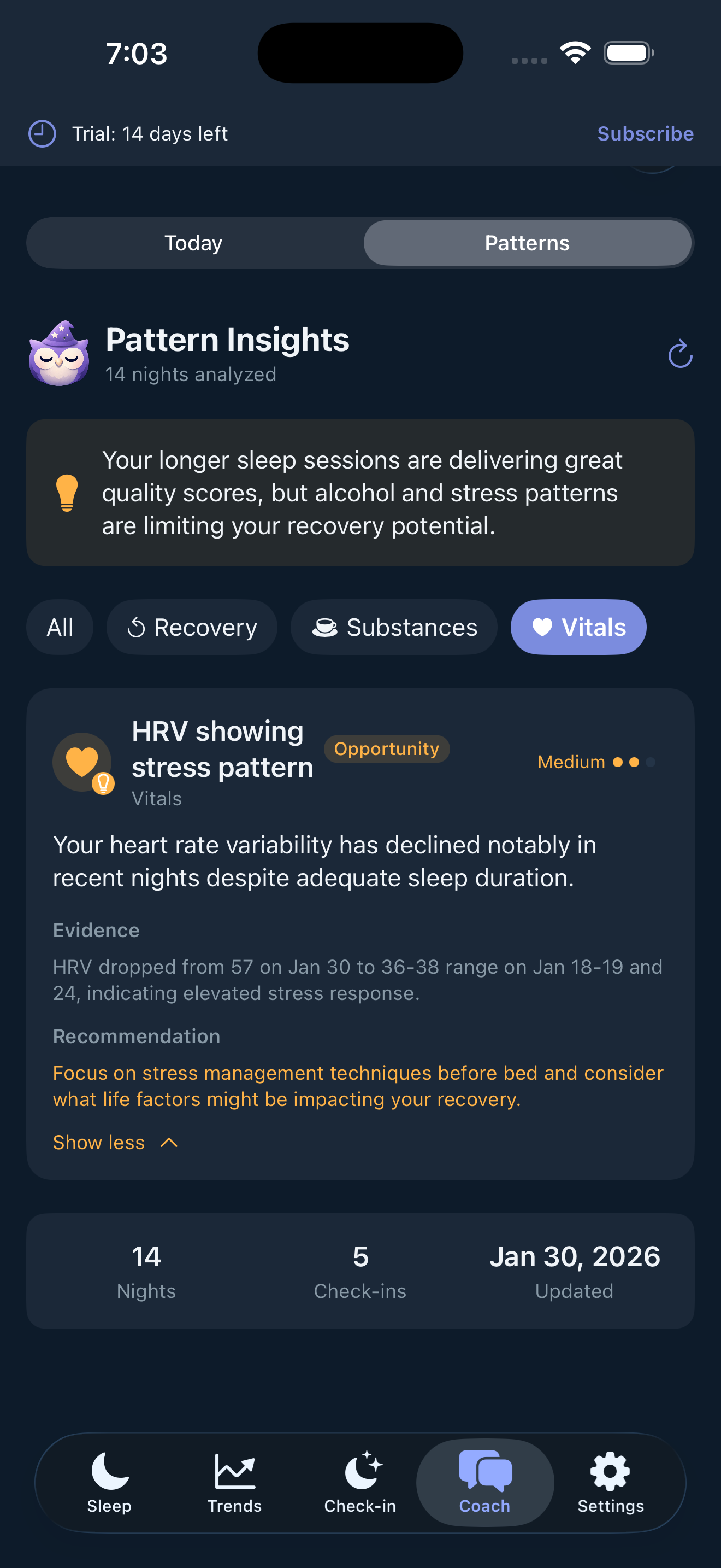 Pattern insight showing improvement opportunity
